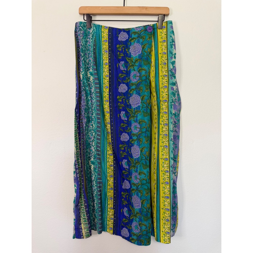 Vintage Bentley Plus - Colorful Faux Wrap Rayon Midi Skirt Made in‎ Mexico Sz 16
